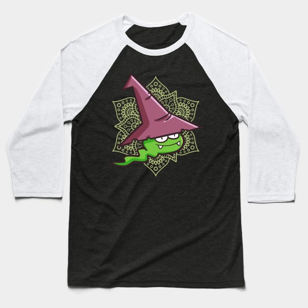 Little Green Ghost Baseball T-Shirt by Jocularity Art